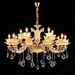 Pendant Light Zinc Alloy Feature for Crystal Mini Style Metal Indoors Shops 15 Bulbs
