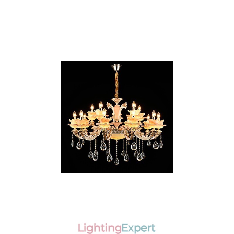 Pendant Light Zinc Alloy Feature for Crystal Mini Style Metal Indoors Shops 15 Bulbs