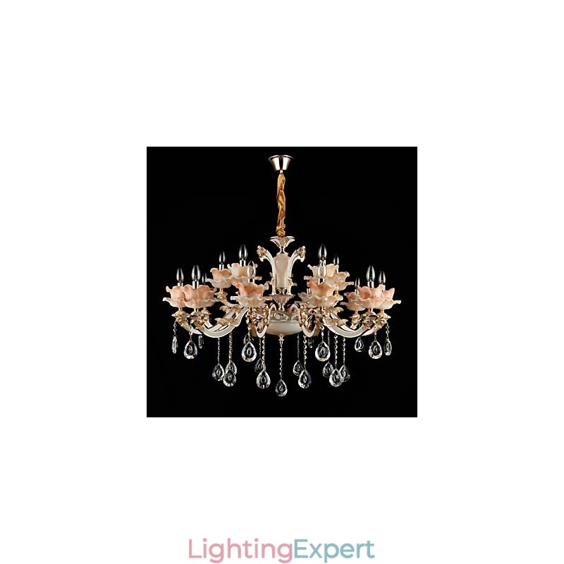 Pendant Light Zinc Alloy Feature for Crystal Mini Style Metal Indoors Shops 15 Bulbs