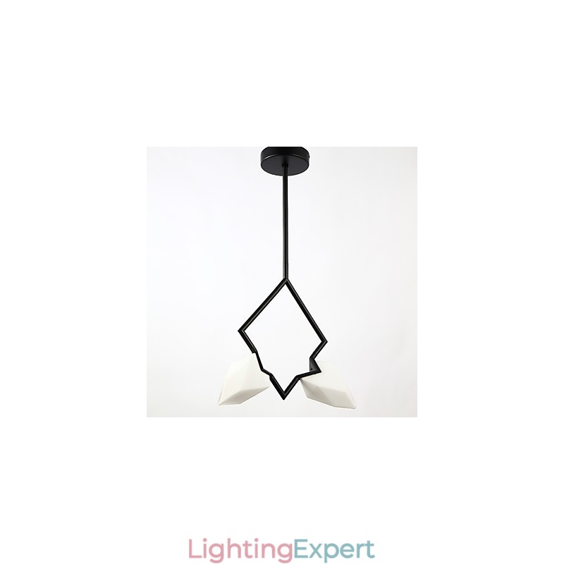 2 Light Post Modern Metal with Glass Peach Chandelier Lamp the Canteen Decorate Pendant Lamp