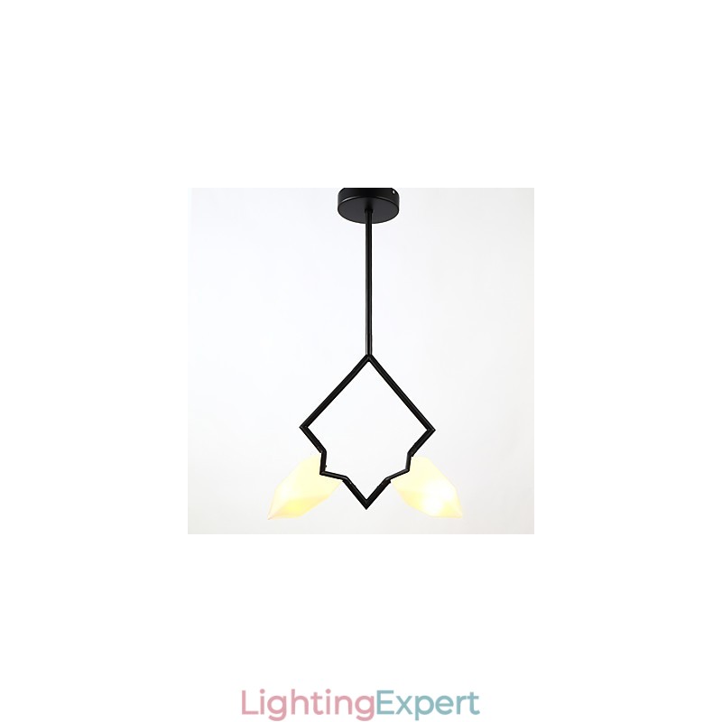 2 Light Post Modern Metal with Glass Peach Chandelier Lamp the Canteen Decorate Pendant Lamp
