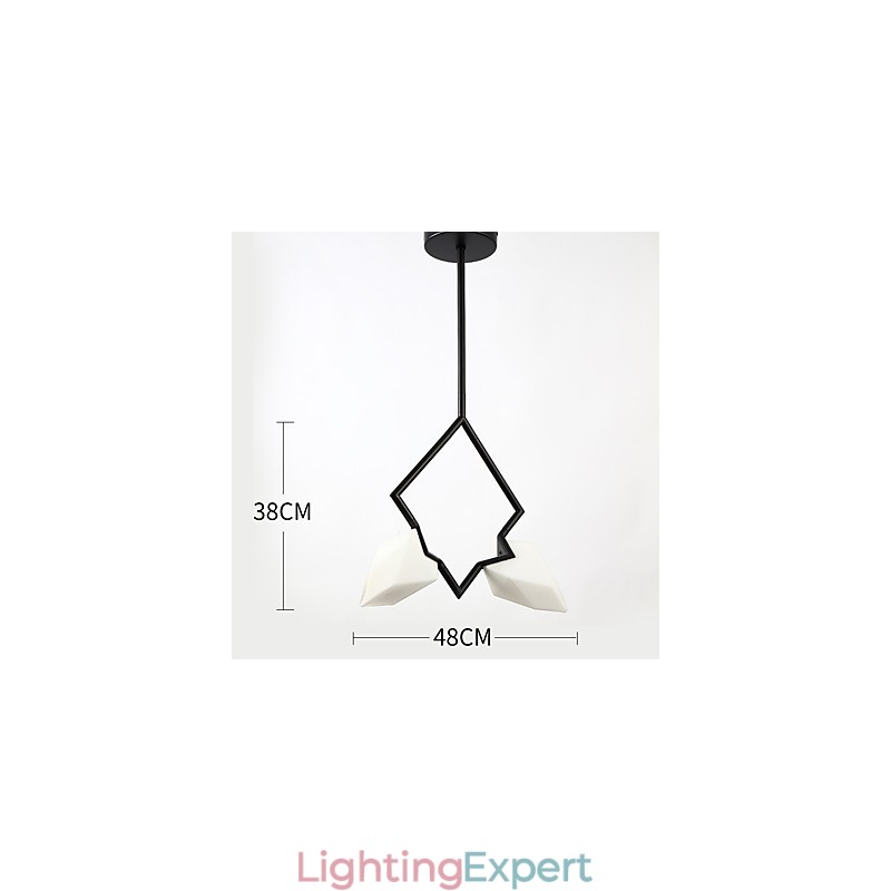 2 Light Post Modern Metal with Glass Peach Chandelier Lamp the Canteen Decorate Pendant Lamp