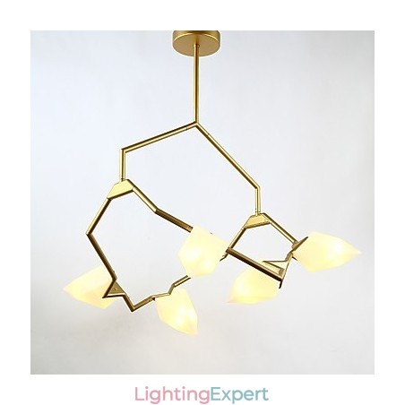 Five Light Post Modern Metal with Glass Peach Chandelier Lamp the Canteen Decorate Pendant Lamp Five Light Post Modern Metal with Glass Peach Chandelier Lamp the Canteen Decorate Pendant Lamp