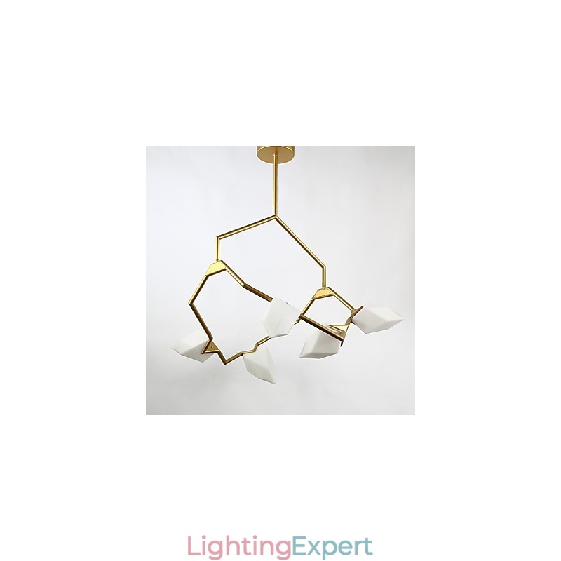 Five Light Post Modern Metal with Glass Peach Chandelier Lamp the Canteen Decorate Pendant Lamp