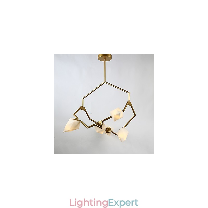 Five Light Post Modern Metal with Glass Peach Chandelier Lamp the Canteen Decorate Pendant Lamp