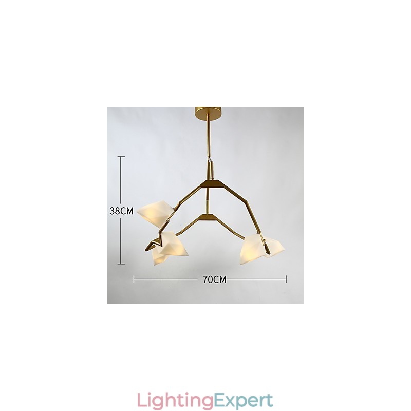 Five Light Post Modern Metal with Glass Peach Chandelier Lamp the Canteen Decorate Pendant Lamp