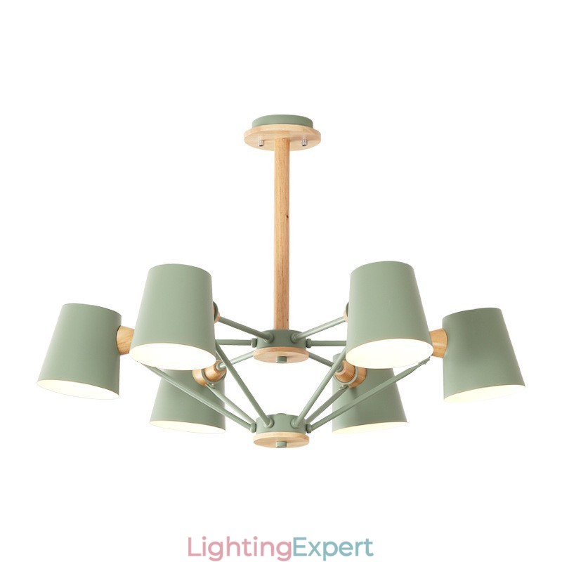 Multi Colours Macaron Wood Vintage Painting Feature Metal Chandelier
