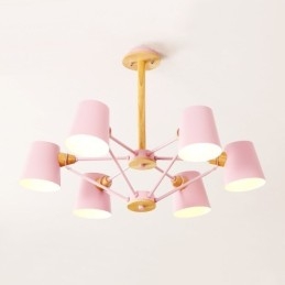 Multi Colours Macaron Wood Vintage Painting Feature Metal Chandelier