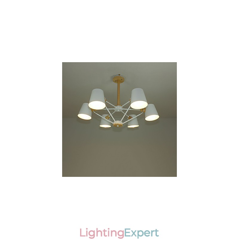 Multi Colours Macaron Wood Vintage Painting Feature Metal Chandelier