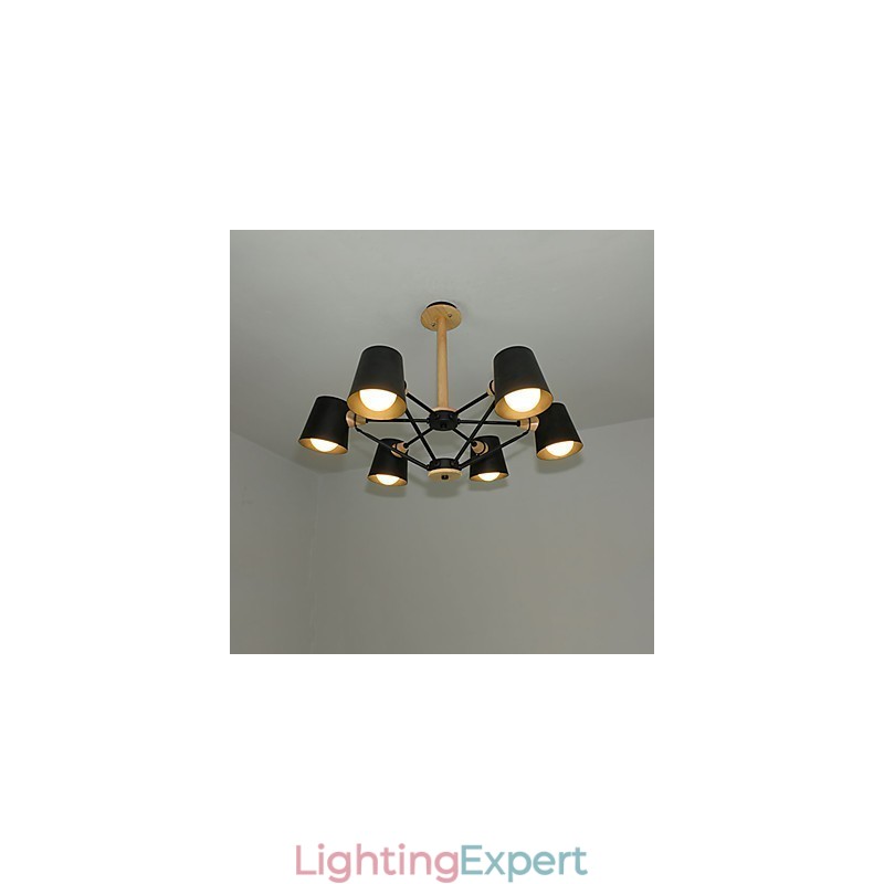 Multi Colours Macaron Wood Vintage Painting Feature Metal Chandelier