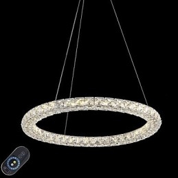 Modern Ring Crystal Ceiling Pendant Light Crystal Chandelier Light Indoor Lighting Lamps Fixtures Dimmable with Remote Control