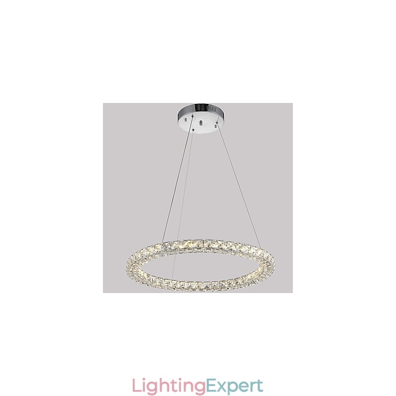 Modern Ring Crystal Ceiling Pendant Light Crystal Chandelier Light Indoor Lighting Lamps Fixtures Dimmable with Remote Control