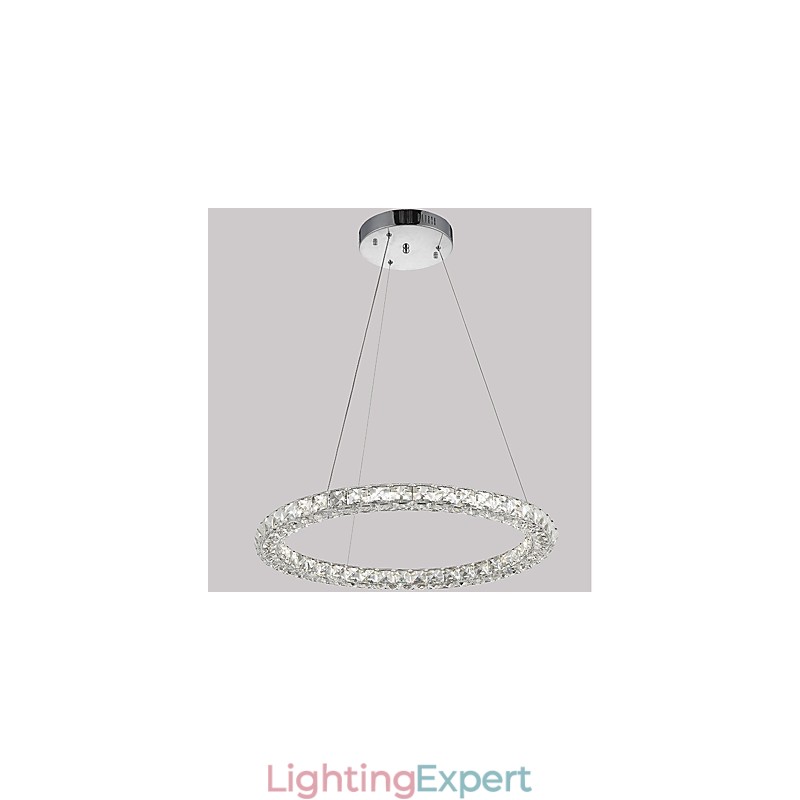 Modern Ring Crystal Ceiling Pendant Light Crystal Chandelier Light Indoor Lighting Lamps Fixtures Dimmable with Remote Control