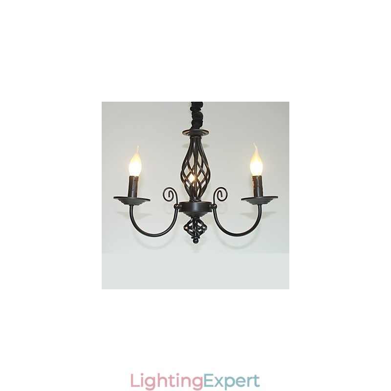 European Style Chandelier 3 Lights Chandelier Simple Lights Creative Iron Candles Lamps