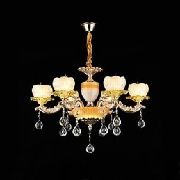 Traditional Classic Zinc Alloy Feature for Crystal Mini Style Metal 6 Bulbs Chandelier