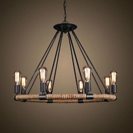 Traditional Classic Rustic Lodge Vintage Retro Country Painting Metal Pendant Light