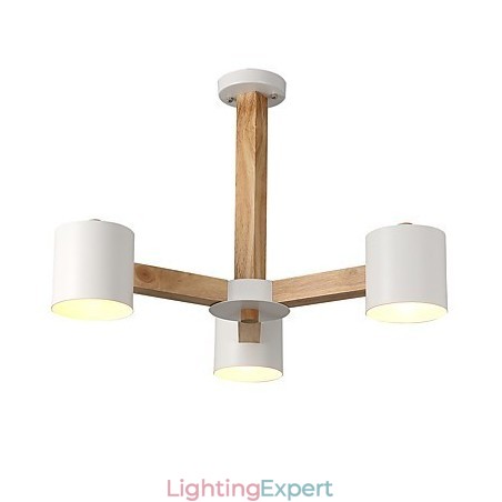 3 Lights Chandelier Modern Contemporary Traditional Classic Vintage Country Wood Feature for Wood