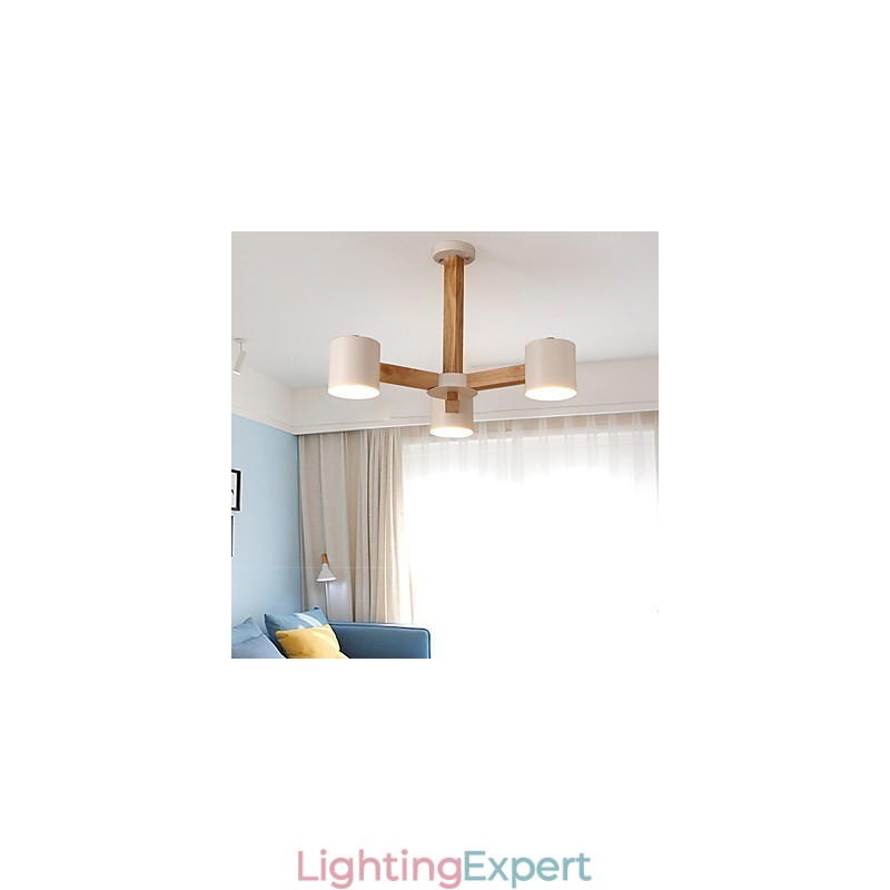 3 Lights Chandelier Modern Contemporary Traditional Classic Vintage Country Wood Feature for Wood