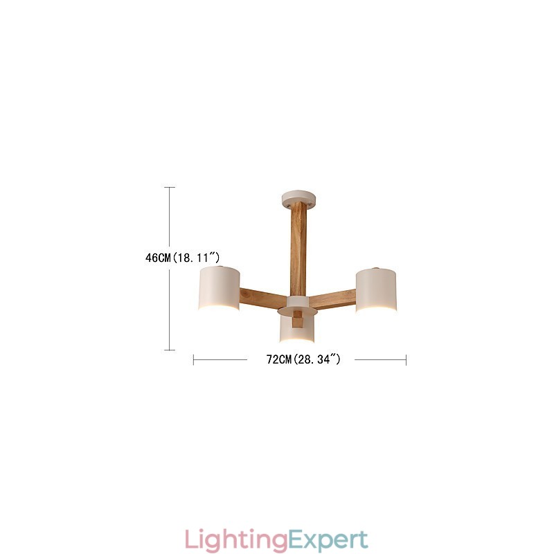 3 Lights Chandelier Modern Contemporary Traditional Classic Vintage Country Wood Feature for Wood