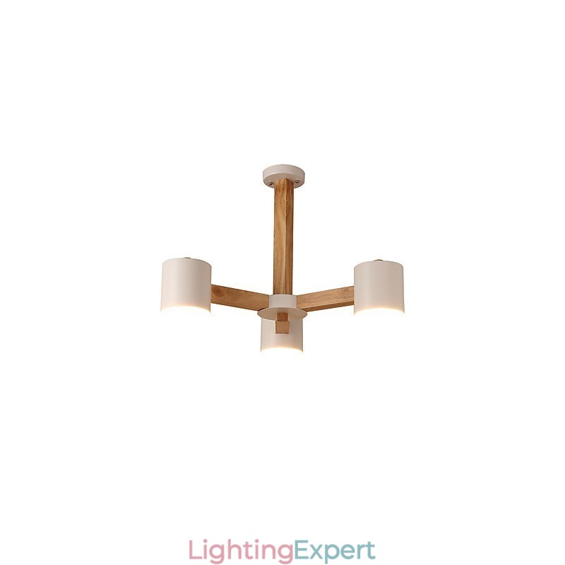 3 Lights Chandelier Modern Contemporary Traditional Classic Vintage Country Wood Feature for Wood