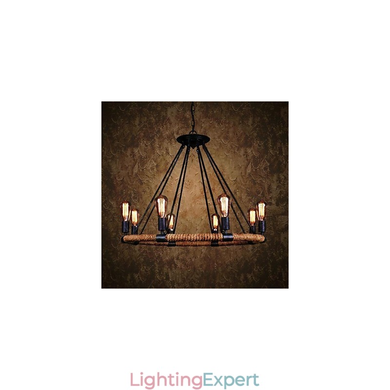 Traditional Classic Rustic Lodge Vintage Retro Country Painting Metal Pendant Light