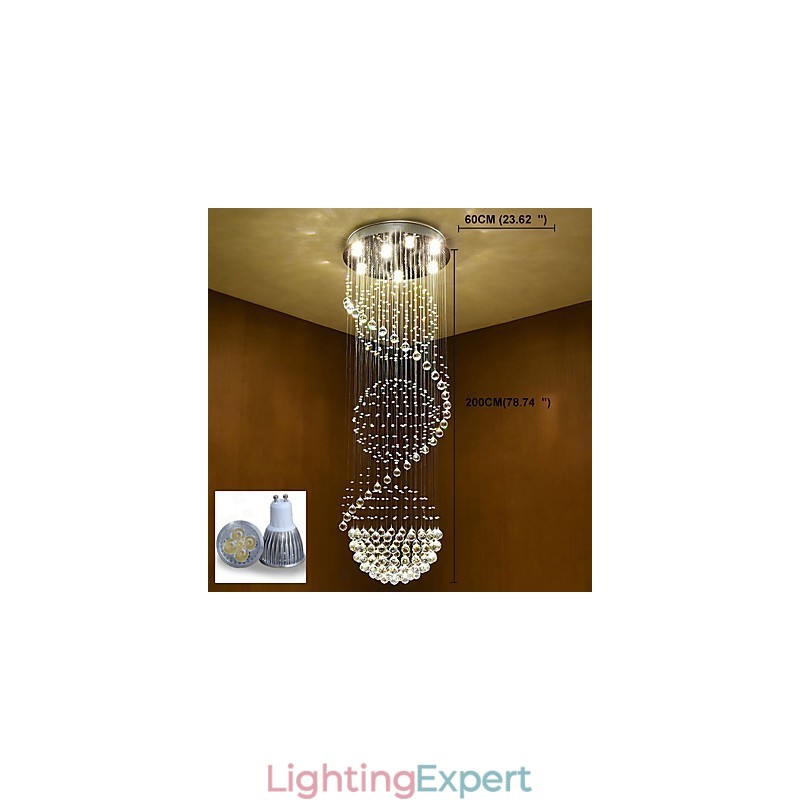 Crystal Ceiling Chandelier Pendant Light Indoor Home Hanging Lighting Lamps Fixtures for Stairs