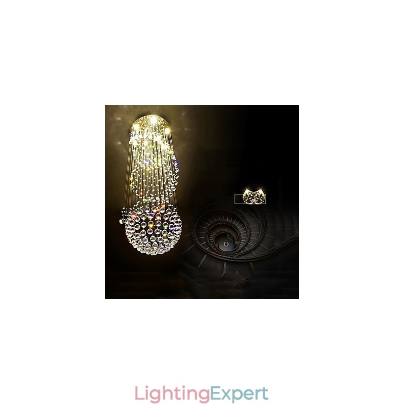 Crystal Ceiling Chandelier Pendant Light Indoor Home Hanging Lighting Lamps Fixtures for Stairs