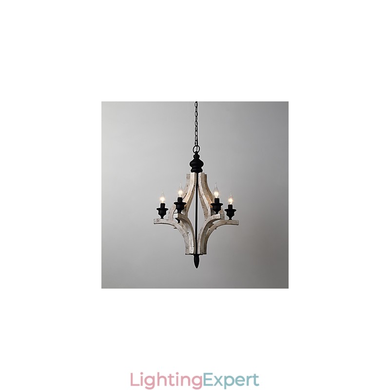 Vintage Painting Feature Mini Style Wood Bamboo Chandelier Lamp the Decorate Pendant Lamp