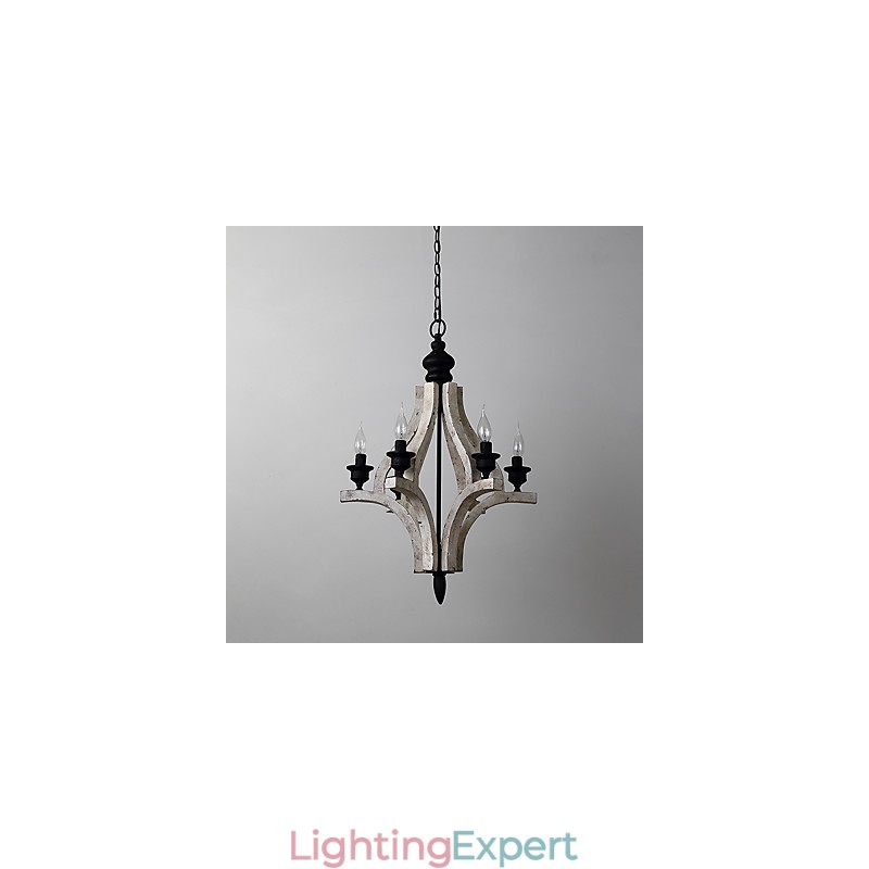Vintage Painting Feature Mini Style Wood Bamboo Chandelier Lamp the Decorate Pendant Lamp