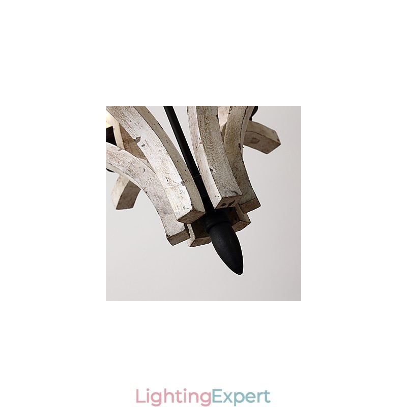 Vintage Painting Feature Mini Style Wood Bamboo Chandelier Lamp the Decorate Pendant Lamp