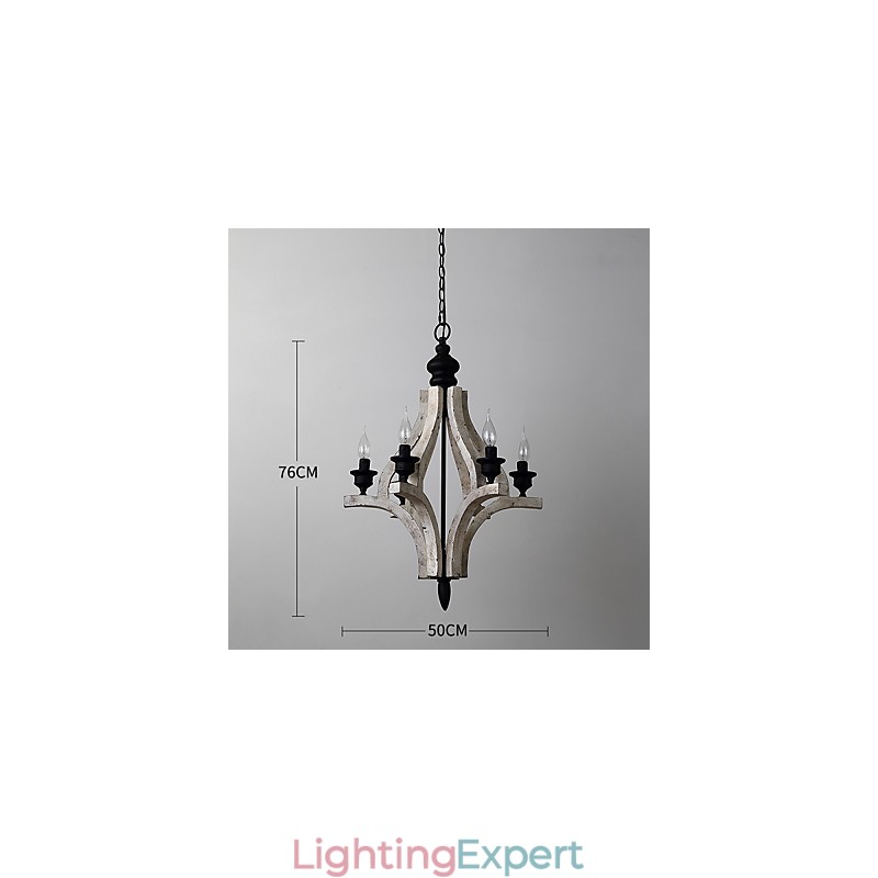 Vintage Painting Feature Mini Style Wood Bamboo Chandelier Lamp the Decorate Pendant Lamp