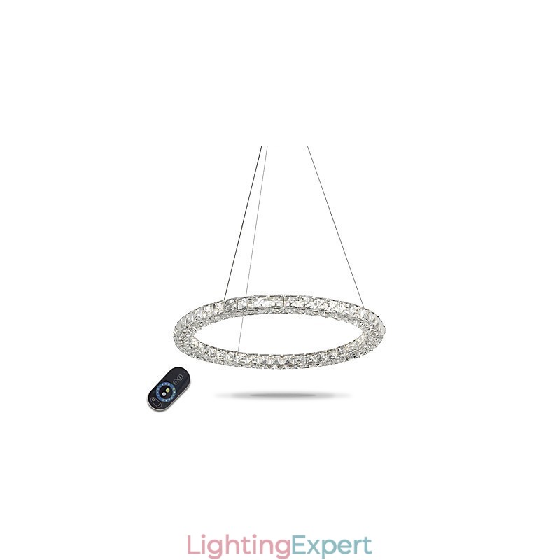 Modern Ring Crystal Pendant Light Crystal Chandelier Ceiling Light Indoor Lamps Fixtures Dimmable with Remote Control