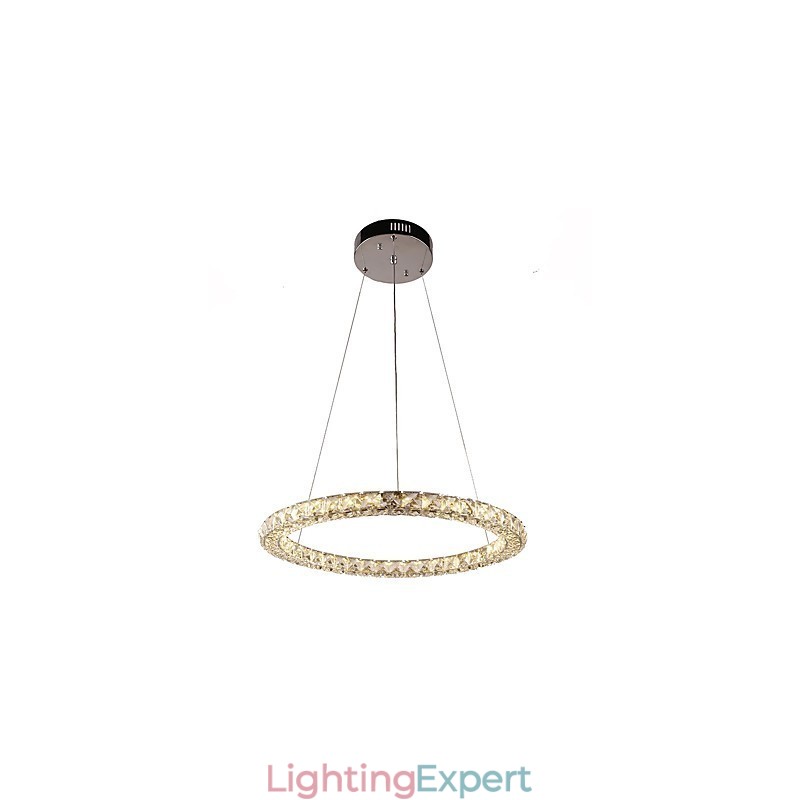 Modern Ring Crystal Pendant Light Crystal Chandelier Ceiling Light Indoor Lamps Fixtures Dimmable with Remote Control