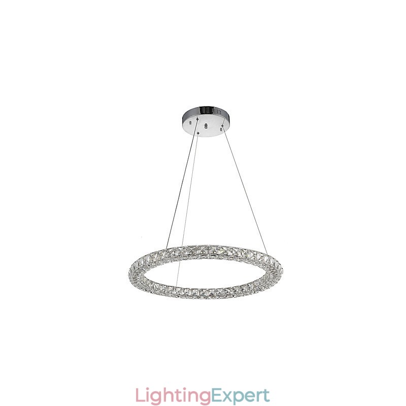 Modern Ring Crystal Pendant Light Crystal Chandelier Ceiling Light Indoor Lamps Fixtures Dimmable with Remote Control