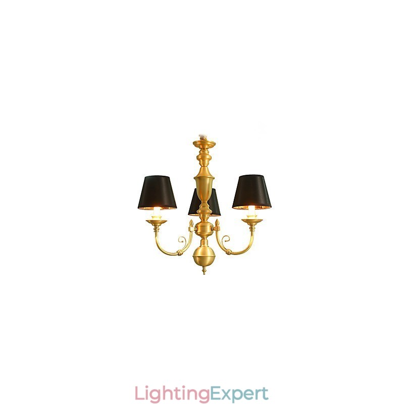 Chandelier Traditional Classic Country Brass Feature for Mini Style Metal 3 Bulbs