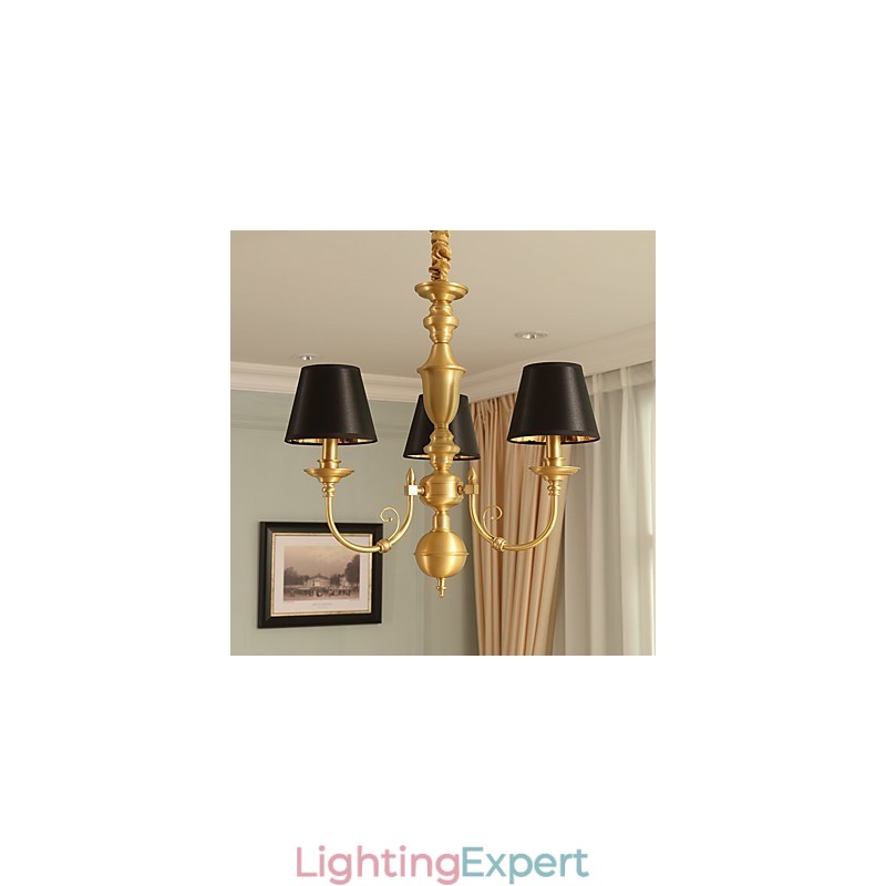 Chandelier Traditional Classic Country Brass Feature for Mini Style Metal 3 Bulbs