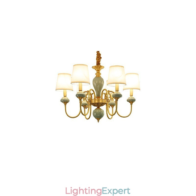 Chandelier Traditional Classic Country Brass Feature for Mini Style Metal 6 Bulbs