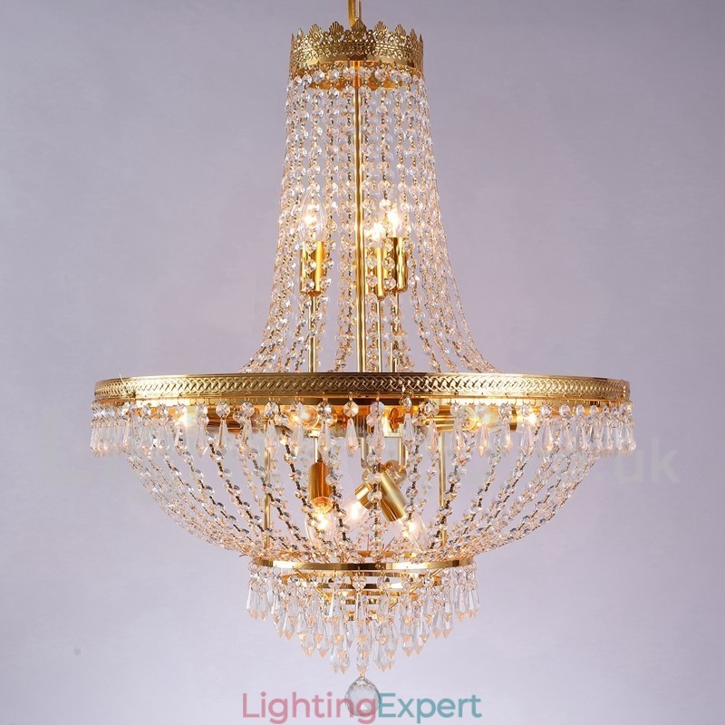 Traditional Classic Electroplated Feature for Crystal Mini Style Metal 9 Bulbs Chandelier