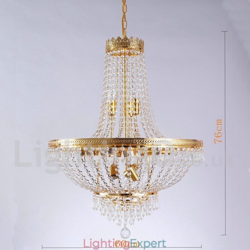 Traditional Classic Electroplated Feature for Crystal Mini Style Metal 9 Bulbs Chandelier
