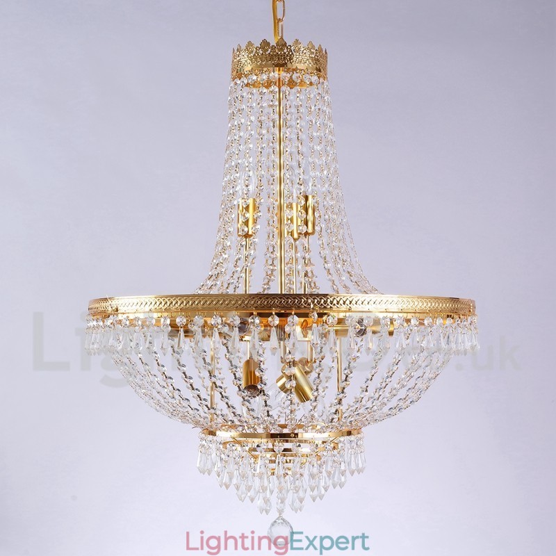 Traditional Classic Electroplated Feature for Crystal Mini Style Metal 9 Bulbs Chandelier