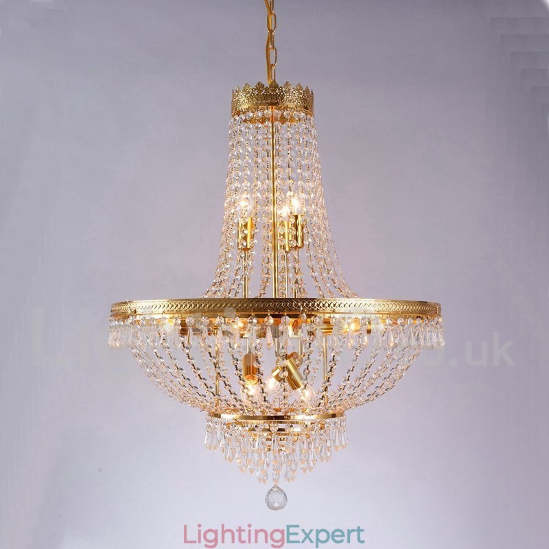Traditional Classic Electroplated Feature for Crystal Mini Style Metal 9 Bulbs Chandelier