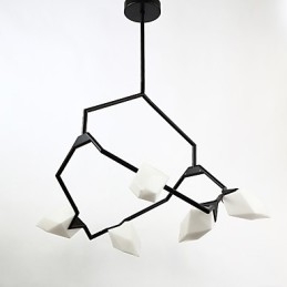Five Light Post Modern Metal with Glass Peach Chandelier Lamp the Canteen Decorate Pendant Lamp
