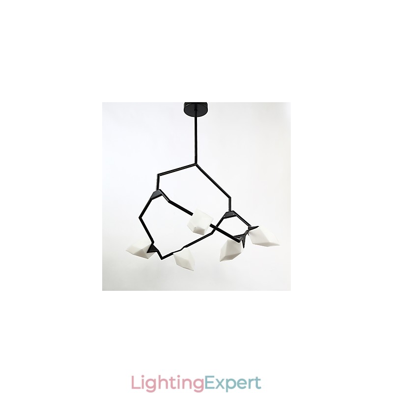 Five Light Post Modern Metal with Glass Peach Chandelier Lamp the Canteen Decorate Pendant Lamp