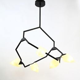 Five Light Post Modern Metal with Glass Peach Chandelier Lamp the Canteen Decorate Pendant Lamp