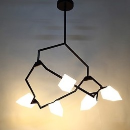 Five Light Post Modern Metal with Glass Peach Chandelier Lamp the Canteen Decorate Pendant Lamp