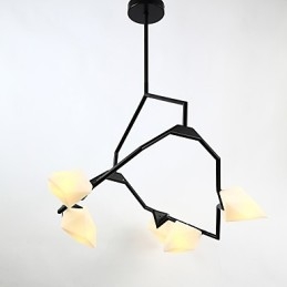 Five Light Post Modern Metal with Glass Peach Chandelier Lamp the Canteen Decorate Pendant Lamp