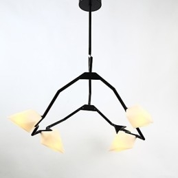 Five Light Post Modern Metal with Glass Peach Chandelier Lamp the Canteen Decorate Pendant Lamp