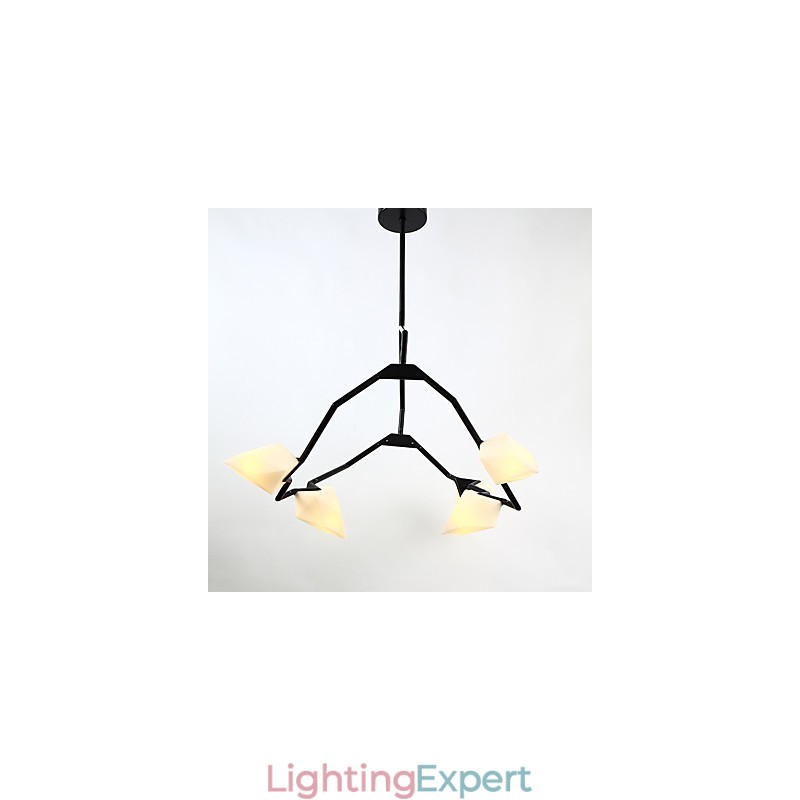 Five Light Post Modern Metal with Glass Peach Chandelier Lamp the Canteen Decorate Pendant Lamp