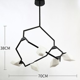 Five Light Post Modern Metal with Glass Peach Chandelier Lamp the Canteen Decorate Pendant Lamp