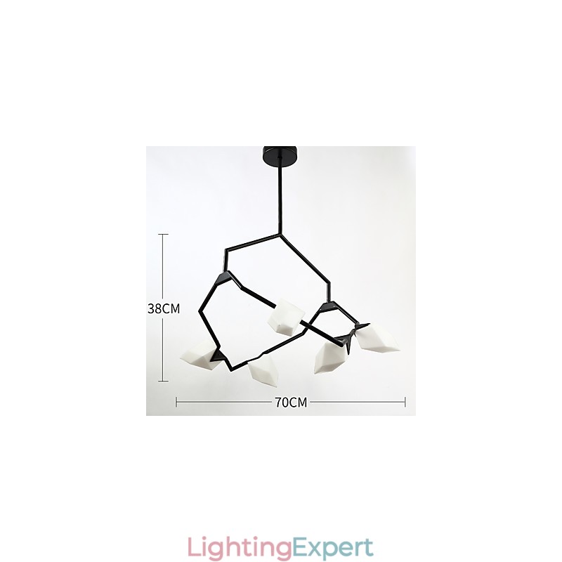 Five Light Post Modern Metal with Glass Peach Chandelier Lamp the Canteen Decorate Pendant Lamp